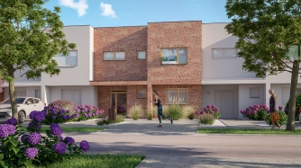 Casa unifamiliar de varias plantas adecuada para su construcción en línea.